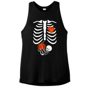 Pregnant Skeleton Mom Halloween Pregnancy Baby Announcement Ladies PosiCharge Tri-Blend Wicking Tank