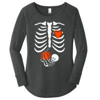 Pregnant Skeleton Mom Halloween Pregnancy Baby Announcement Women's Perfect Tri Tunic Long Sleeve Shirt