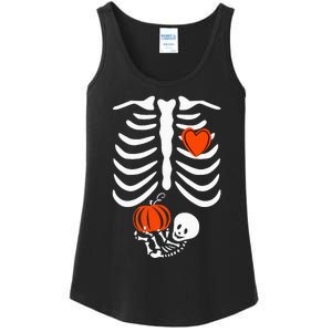 Pregnant Skeleton Mom Halloween Pregnancy Baby Announcement Ladies Essential Tank