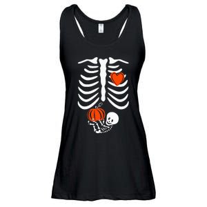 Pregnant Skeleton Mom Halloween Pregnancy Baby Announcement Ladies Essential Flowy Tank