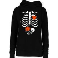 Pregnant Skeleton Mom Halloween Pregnancy Baby Announcement Womens Funnel Neck Pullover Hood