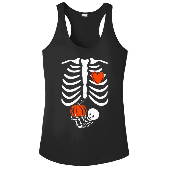 Pregnant Skeleton Mom Halloween Pregnancy Baby Announcement Ladies PosiCharge Competitor Racerback Tank