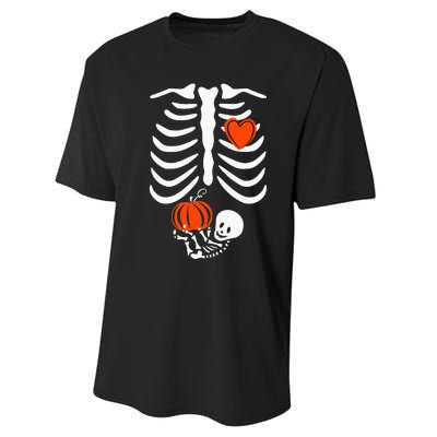 Pregnant Skeleton Mom Halloween Pregnancy Baby Announcement Performance Sprint T-Shirt