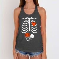 Pregnant Skeleton Mom Halloween Pregnancy Baby Announcement Women's Knotted Racerback Tank