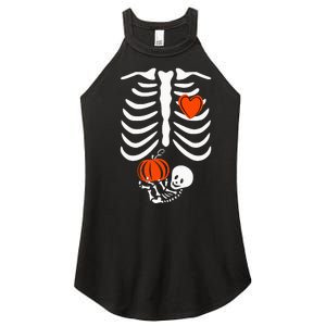 Pregnant Skeleton Mom Halloween Pregnancy Baby Announcement Women's Perfect Tri Rocker Tank