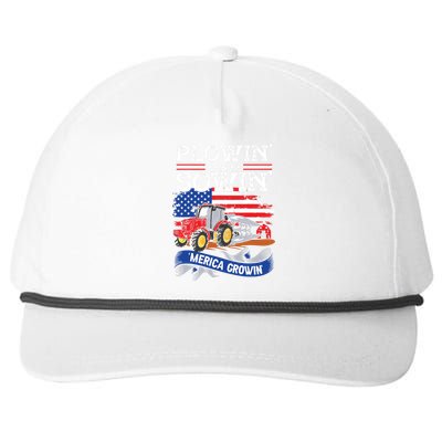 Plowin Sowin Merica Growin 4th Of July For Farmer Snapback Five-Panel Rope Hat