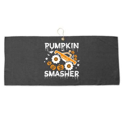 Pumpkin Smasher Monster Truck Halloween Gift Large Microfiber Waffle Golf Towel