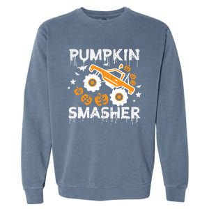 Pumpkin Smasher Monster Truck Halloween Gift Garment-Dyed Sweatshirt