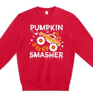 Pumpkin Smasher Monster Truck Halloween Gift Premium Crewneck Sweatshirt