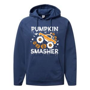 Pumpkin Smasher Monster Truck Halloween Gift Performance Fleece Hoodie