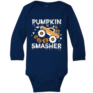 Pumpkin Smasher Monster Truck Halloween Gift Baby Long Sleeve Bodysuit