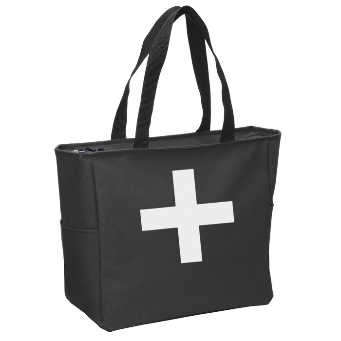 Plus Sign + Matching Alphabet, Numbers, And Symbols Math Zip Tote Bag