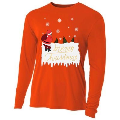 Peeing Santa Merry Christmas Ugly Christmas Xmas Great Gift Cooling Performance Long Sleeve Crew