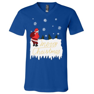 Peeing Santa Merry Christmas Ugly Christmas Xmas Great Gift V-Neck T-Shirt