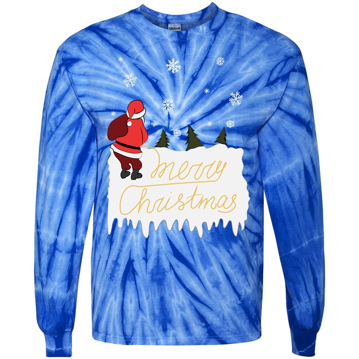 Peeing Santa Merry Christmas Ugly Christmas Xmas Great Gift Tie-Dye Long Sleeve Shirt