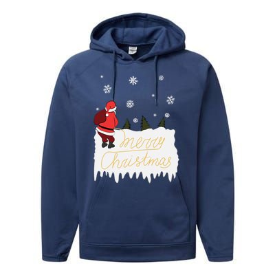 Peeing Santa Merry Christmas Ugly Christmas Xmas Great Gift Performance Fleece Hoodie