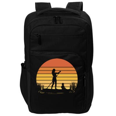 Paddle Surf Mother And Child Sunset Impact Tech Backpack