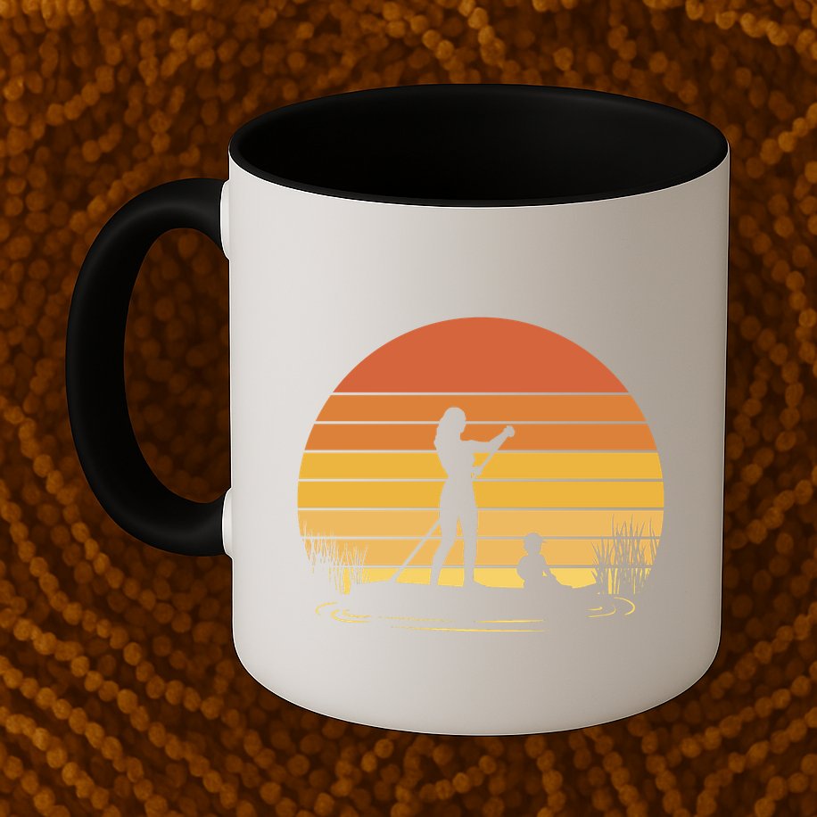 Paddle Surf Mother And Child Sunset Mug