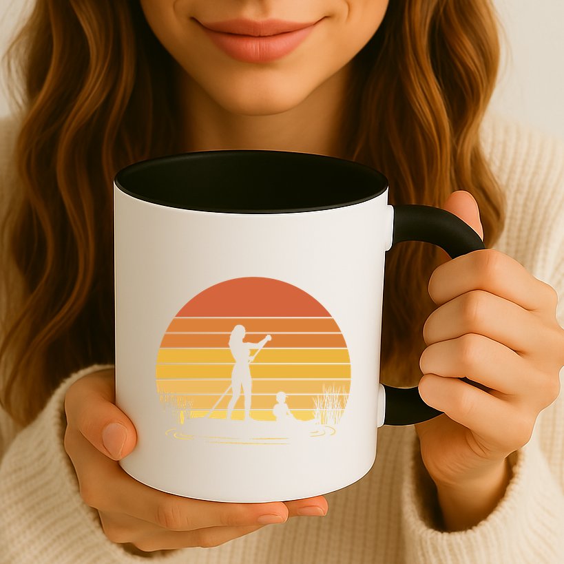 Paddle Surf Mother And Child Sunset Mug