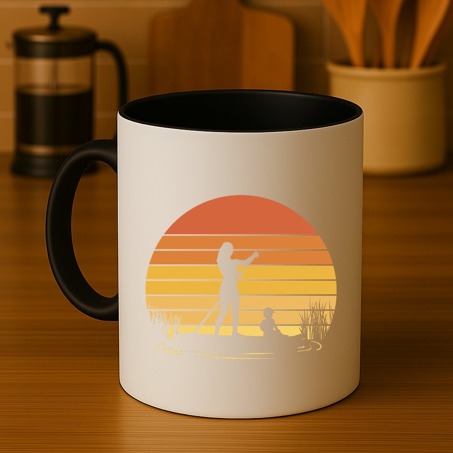 Paddle Surf Mother And Child Sunset Mug