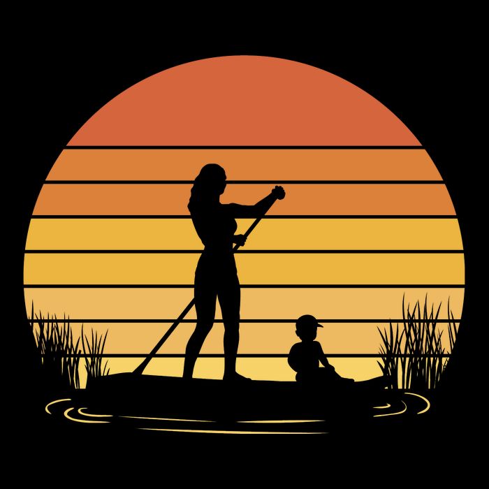 Paddle Surf Mother And Child Sunset Mug