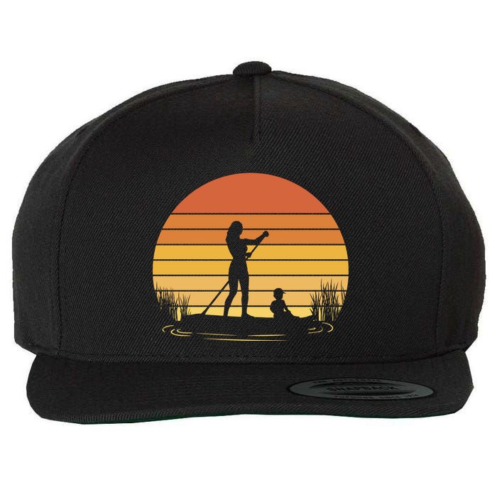 Paddle Surf Mother And Child Sunset Wool Snapback Cap