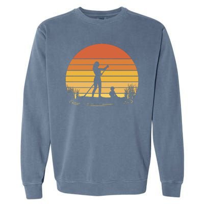 Paddle Surf Mother And Child Sunset Garment-Dyed Sweatshirt