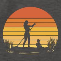 Paddle Surf Mother And Child Sunset Vector Backpack