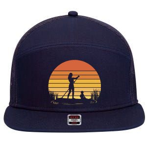 Paddle Surf Mother And Child Sunset 7 Panel Mesh Trucker Snapback Hat