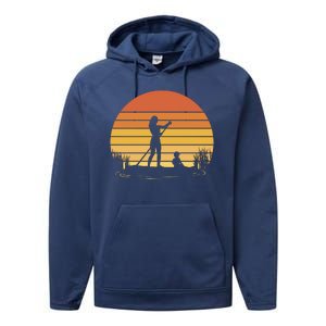 Paddle Surf Mother And Child Sunset Performance Fleece Hoodie