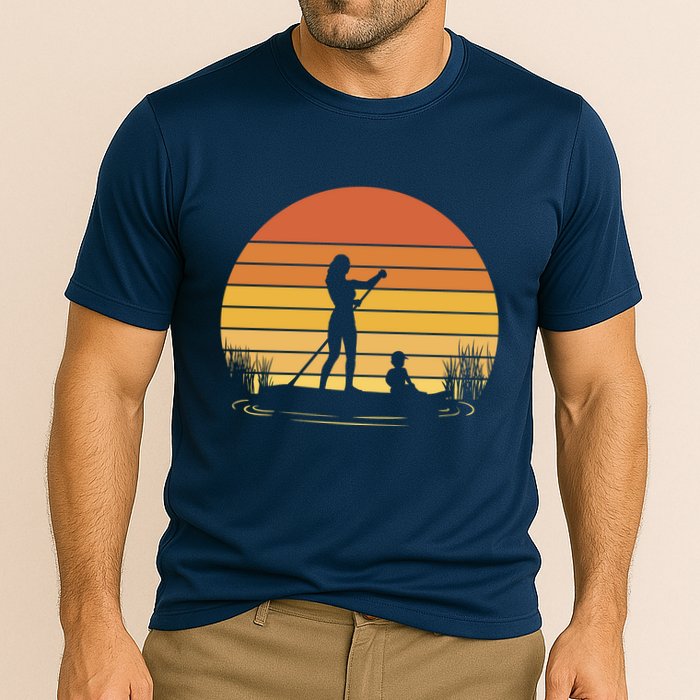 Paddle Surf Mother And Child Sunset Cooling Performance Crew T-Shirt