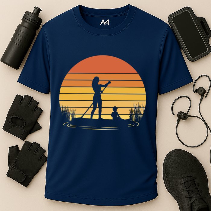 Paddle Surf Mother And Child Sunset Cooling Performance Crew T-Shirt