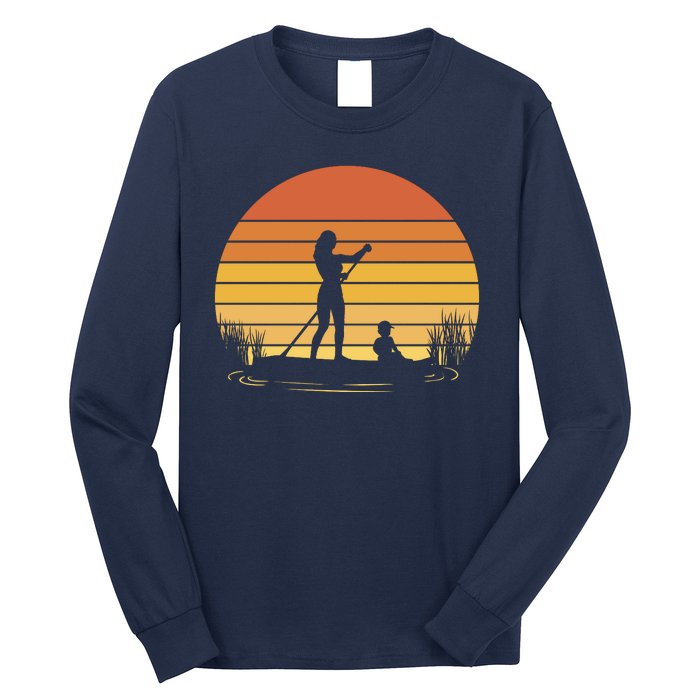 Paddle Surf Mother And Child Sunset Long Sleeve Shirt