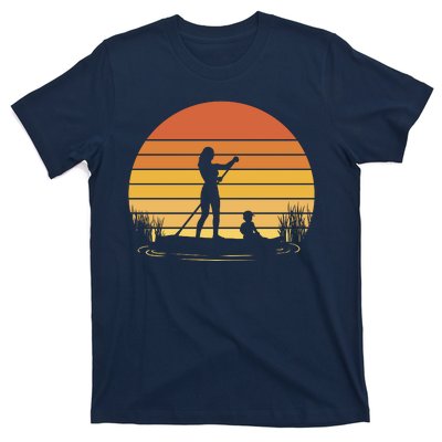 Paddle Surf Mother And Child Sunset T-Shirt