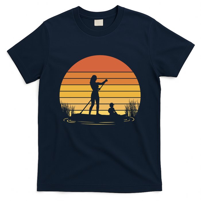 Paddle Surf Mother And Child Sunset T-Shirt
