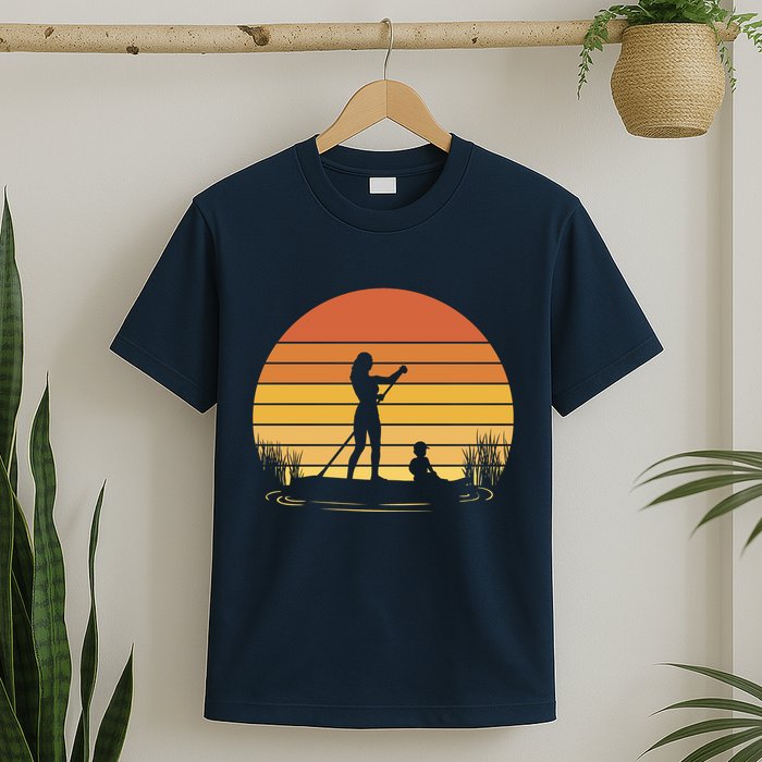Paddle Surf Mother And Child Sunset T-Shirt