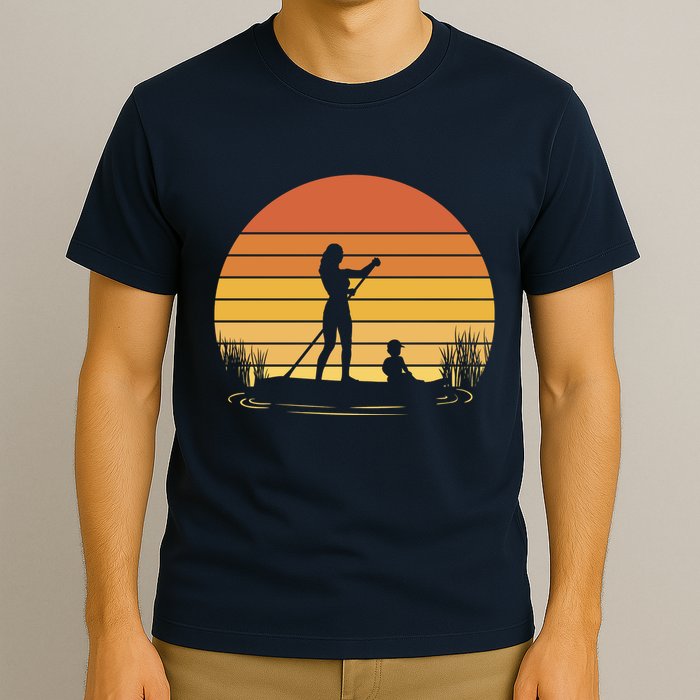 Paddle Surf Mother And Child Sunset T-Shirt