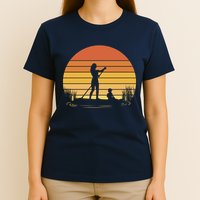 Paddle Surf Mother And Child Sunset T-Shirt