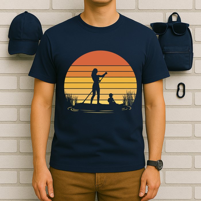 Paddle Surf Mother And Child Sunset T-Shirt