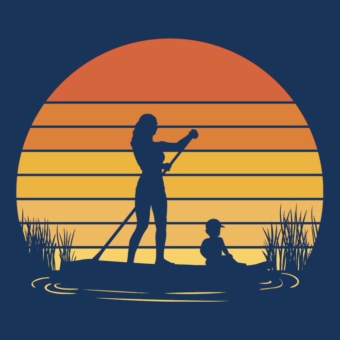 Paddle Surf Mother And Child Sunset T-Shirt
