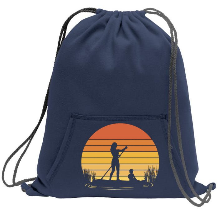 Paddle Surf Mother And Child Sunset Sweatshirt Cinch Pack Bag