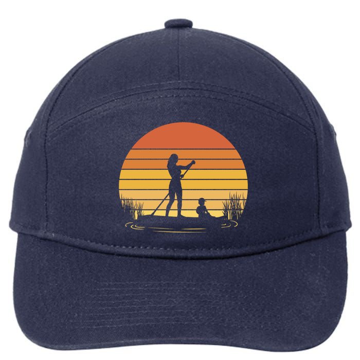 Paddle Surf Mother And Child Sunset 7-Panel Snapback Hat