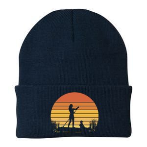 Paddle Surf Mother And Child Sunset Knit Cap Winter Beanie