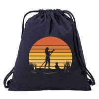 Paddle Surf Mother And Child Sunset Drawstring Bag