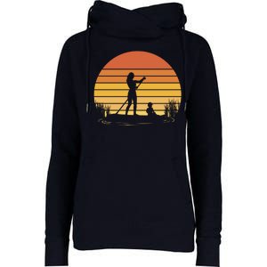 Paddle Surf Mother And Child Sunset Womens Funnel Neck Pullover Hood