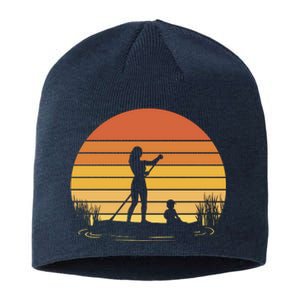 Paddle Surf Mother And Child Sunset Sustainable Beanie