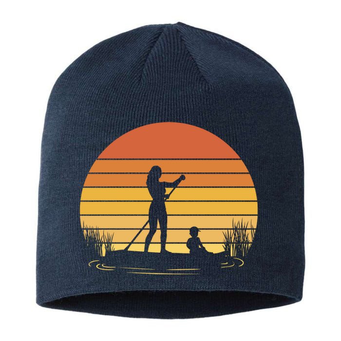 Paddle Surf Mother And Child Sunset Sustainable Beanie