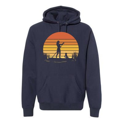 Paddle Surf Mother And Child Sunset Premium Hoodie