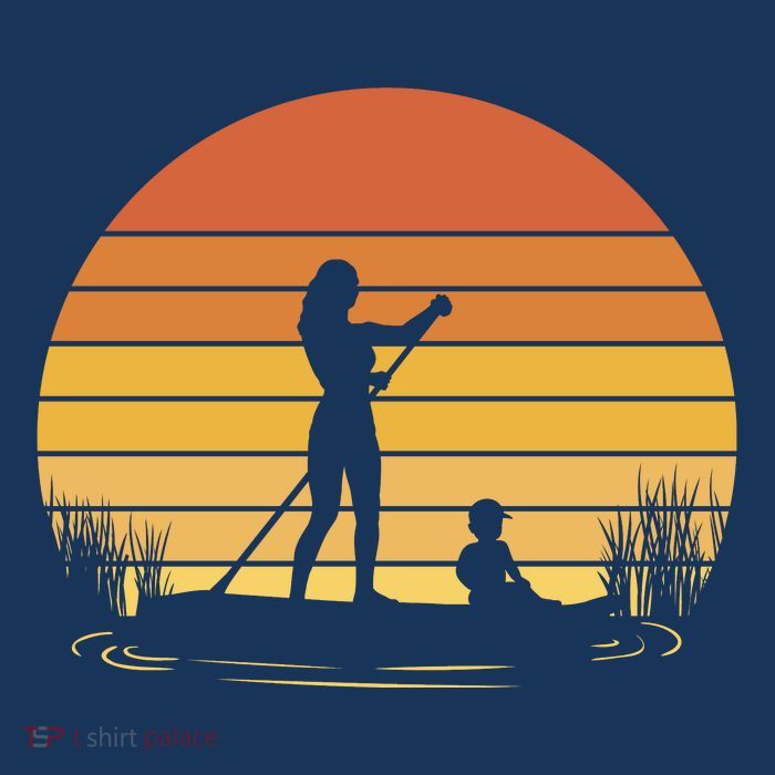 Paddle Surf Mother And Child Sunset Mesh Reversible Basketball Jersey Tank