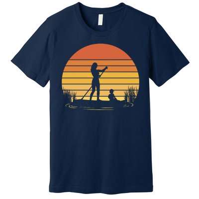 Paddle Surf Mother And Child Sunset Premium T-Shirt